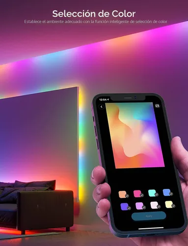 Vista 5 de Govee - Tira de luces LED RGBIC de 16.4 pies, luz de control inteligente de aplicación para dormitorio Bluetooth Color Changing LED Lights, DIY