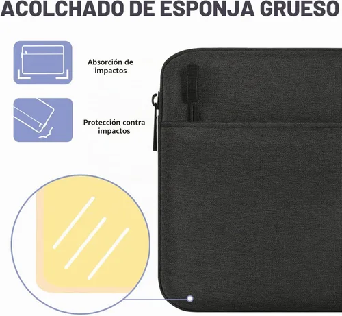 Vista 4 de MoKo Bolsa de manga para tableta de 7-8 pulgadas Negro- gris