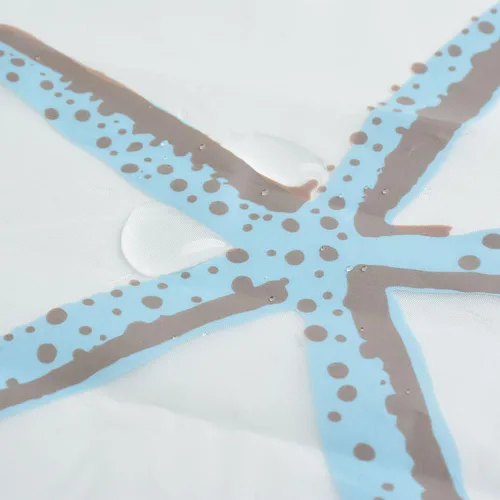 Vista 6 de Uforme de estrellas de mar tema Patrón Cortina, material PEVA impermeable, 100% ecológico, resistente al moho, con ojales de metal. Inoxidable