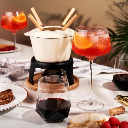 Vista 7 de Viski Vasos de cóctel con tallo en ángulo para Aperol Spritz, Campari Spritz, tónico, cócteles clásicos, elegantes vasos de cristal de tallo largo