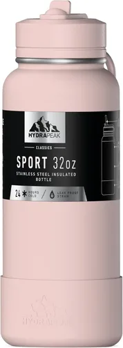 Vista 31 de Hydrapeak Botella de agua deportiva aislada de 32 onzas con tapa con popote, a prueba de fugas y derrames, mantiene las bebidas frías durante 24