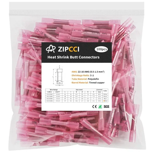 Vista 8 de Conectores a tope termorretráctiles de 12-10 AWG, 50 unidades, amarillos, impermeables, conectores de cable eléctrico, empalme, terminales