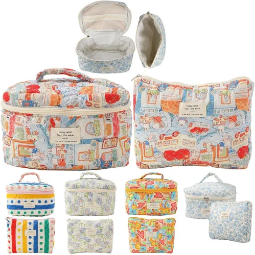Vista 10 de Bolsa de Maquillaje Fcteap para Viaje, Esenciales de Viaje, Bolsa de Cosméticos Acolchada, Organizador de Artículos de Aseo, Inserción