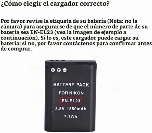 Vista 2 de EN-EL23 Cargador de batería para cámara digital Nikon Coolpix B700, P900, P600, P610, S810c