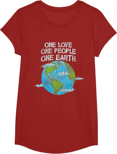 Vista 40 de Vintage One Love One People Planet Cambio climático Día de la Tierra Camiseta Negro