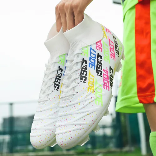 Vista 4 de Tacos FG unisex para entrenamiento atlético, antideslizantes, largos y altos, zapatos de fútbol para jóvenes