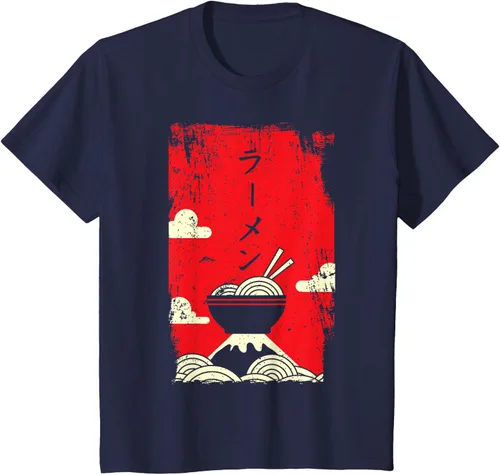 Vista 89 de Ramen Noodles Camiseta de arte japonés, Negro
