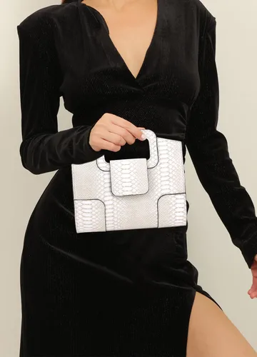 Vista 2 de Naimo Bolso de mano de noche de cristal brillante, bolso cruzado con asa superior, bolso de hombro para boda, fiesta, novia