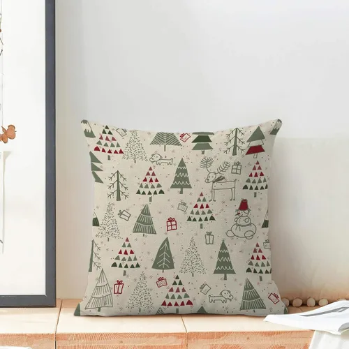 Vista 2 de Juego de 2 fundas de almohada de Navidad de 16 x 16 pulgadas, bonitas fundas de almohada bohemias de lino para decoración de invierno