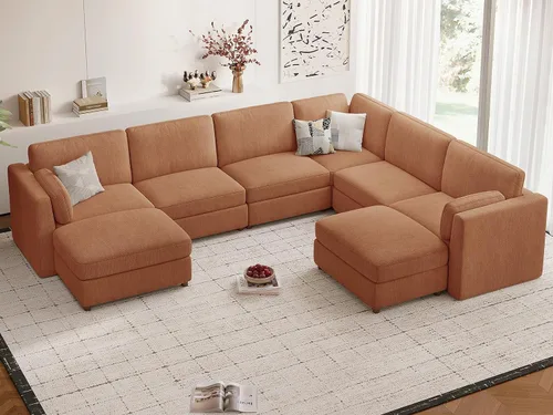 Vista 48 de CUGOAO Sofá biplaza extragrande de 83.5 pulgadas, sofás para sala de estar, sofá nube de felpilla de asiento profundo, sofá modular seccional, funda