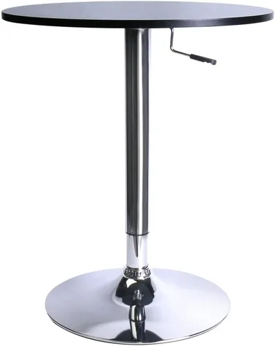Vista 4 de Leopard MDF redondo superior ajustable mesa de bar mesa de pub con patas plateadas y base (negro)