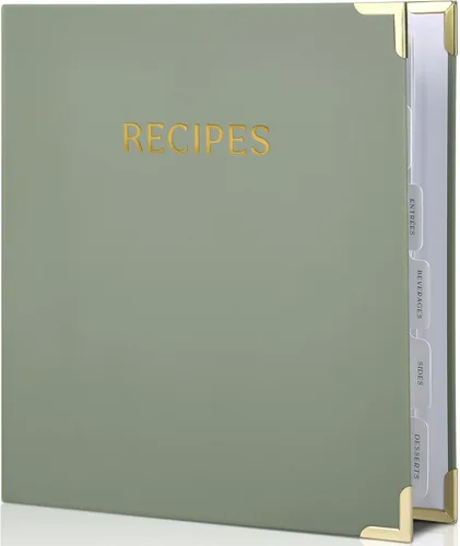 Vista 10 de Carpeta estética de recetas de 8.5 x 11 pulgadas con cubierta impermeable, el libro de recetas perfecto con fundas de plástico para escribir tus