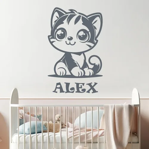 Vista 19 de Calcomanías de pared de animales, calcomanías personalizables con nombre de bebé y decoración de animales del bosque, calcomanías de pared