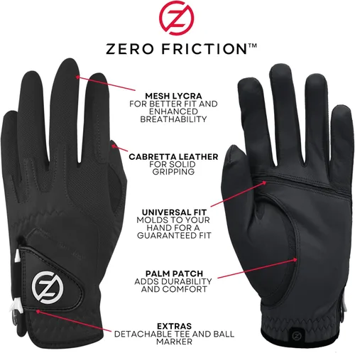 Vista 2 de Zero Friction Cabretta Elite - Guantes de golf para hombre, ajuste universal