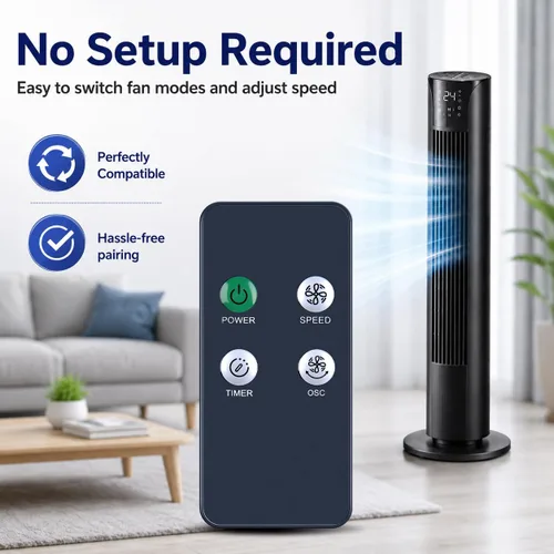 Vista 4 de ZWP Mando a distancia de repuesto compatible con ventilador de torre digital Holmes 36" 32510021