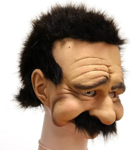 Vista 4 de Máscara de látex de media cabeza con sonrisa alegre para abuelos