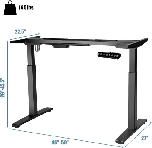 Vista 2 de POWERSTONE Escritorio eléctrico de pie de altura ajustable, 55 x 27.5 pulgadas, escritorio para computadora con tablero de empalme y estación
