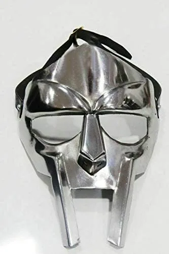 Vista 2 de MF Doom Rapper Madvillain - Máscara de gladiador en acabado plateado