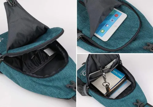 Vista 153 de Waterfly - Mochila cruzada tipo bandolera para viajes y caminatas, bolsa de pecho, Gris, talla única