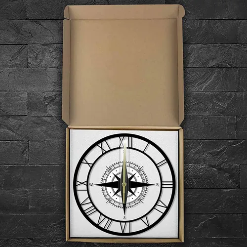 Vista 4 de Home Decoration Clock Compass Wall Clock 30 * 30Cm Metal Decorative Decor Non Ticking for Bathroom Clocks Wall(A)