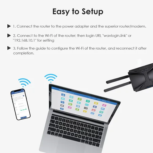 Vista 9 de WiFi 6 AX3000 Router inteligente de alta velocidad de Internet inalámbrico con antenas de alta ganancia de 5dBi, router de computadora Gigabit