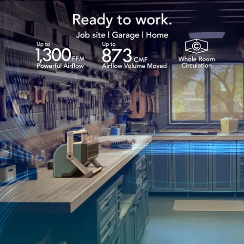 Vista 3 de Vornado BXR HD - Circulador de aire resistente, ventilador de alta velocidad de 3 velocidades, potente ventilador de taller, motor de aire eléctrico