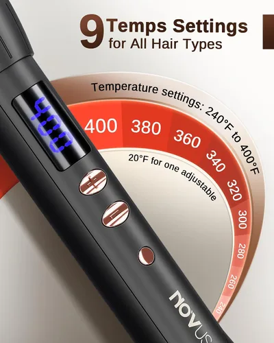 Vista 5 de Cepillo térmico redondo calentado: Peine de pelo caliente 2 en 1 con 9 ajustes de temperatura para alisar y rizar el cabello - herramienta