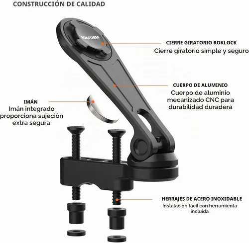 Vista 3 de Rokform Soporte de teléfono para percha de motocicleta, aluminio (negro)