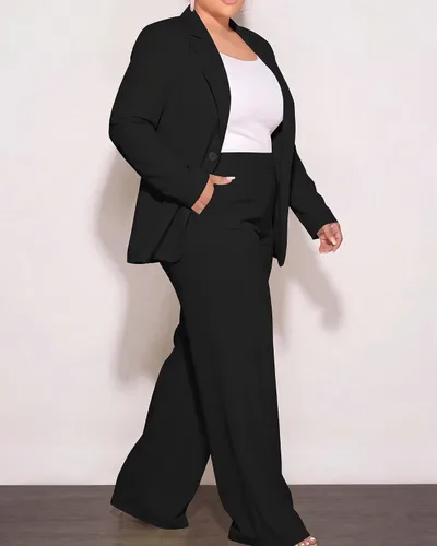 Vista 8 de Conjunto de 2 piezas para mujer, talla grande, para negocios, casual, para Negro