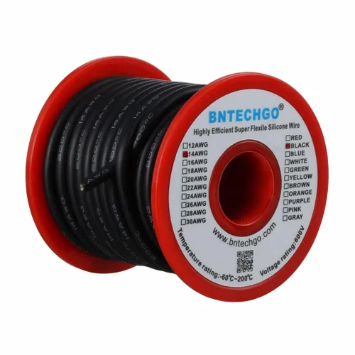 Vista 16 de BNTECHGO Carrete de alambre de silicona calibre 14 20 pies rojo y 20 pies negro flexible 14 AWG alambre de cobre estañado trenzado