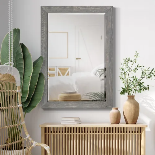 Vista 3 de Wexford Home Espejo rústico gris, espejo de pared rectangular con marco de madera desgastada para decoración del hogar, se puede colgar