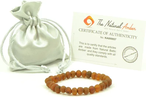 Vista 2 de Pulseras de ámbar crudo para adultos hechas con banda elástica, 7 pulgadas, hechas a mano con cuentas de ámbar báltico sin pulir/certificado