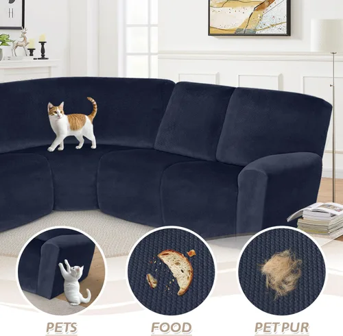 Vista 7 de Arfntevss - Fundas para sofá reclinable seccional, funda de terciopelo para sofá seccional de esquina para sofá reclinable, funda elástica suave