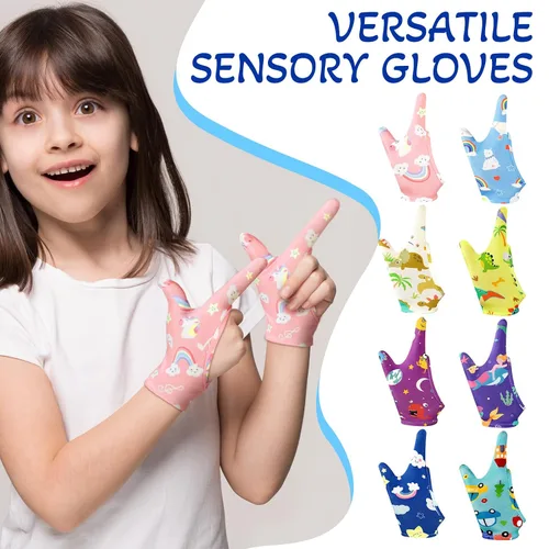 Vista 4 de Janmercy 16 Piezas Protector para Dejar de Chuparse el Dedo para Niños Guantes Masticables Transpirables Protector de Pulgar para Morderse las Uñas