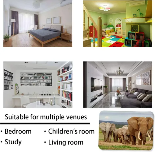 Vista 6 de Alfombra de esponja lavable para niños y niñas, dormitorio, sala de estar, elefante africano, exótico, selva, animales salvajes, antideslizante