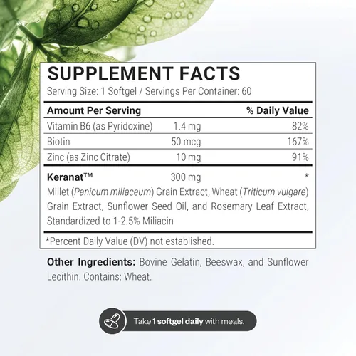 Vista 3 de Supersmart - Keranat (Fórmula Avanzada con Biotina) - Suplemento capilar para volumen y crecimiento - Vitaminas para la pérdida del cabello Sin