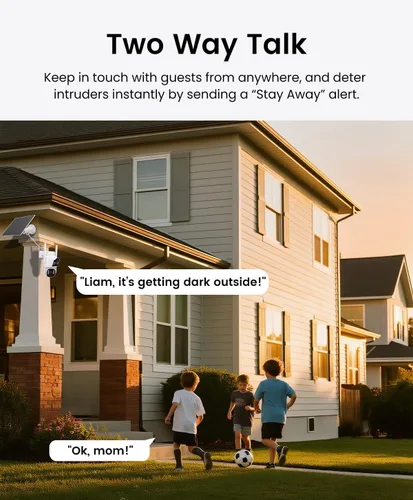 Vista 8 de CasaCam Cámara de seguridad solar Inalámbrico para exteriores, lente dual 2K+2K Funciona con pilas, sensores PIR duales, seguimiento automático