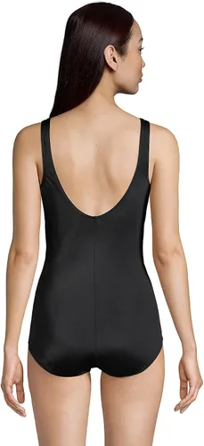 Vista 2 de Lands' End Traje de baño deportivo de una pieza para mujer, con cuello redondo, suave, resistente al cloro