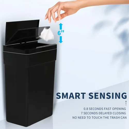 Vista 2 de HCY Basurero de cocina con sensor de movimiento, cubo de basura de alta capacidad sin tacto, cubo de basura automático para oficina, cocina, sala
