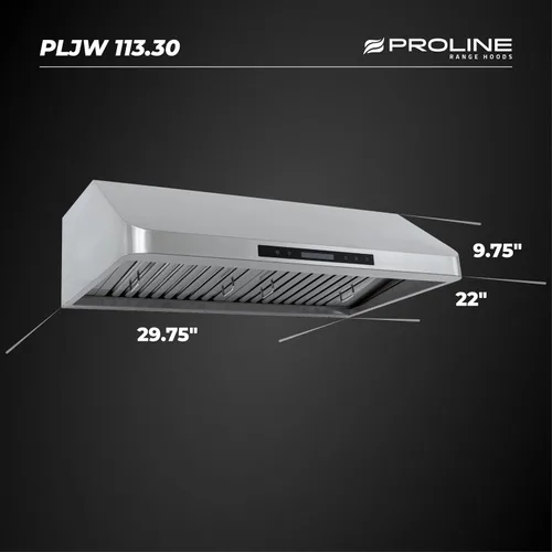 Vista 5 de PROLINE - Campana extractora para debajo del gabinete de 30 pulgadas, con canalización, 900 CFM, acero inoxidable, luces LED, motor soplador ultra