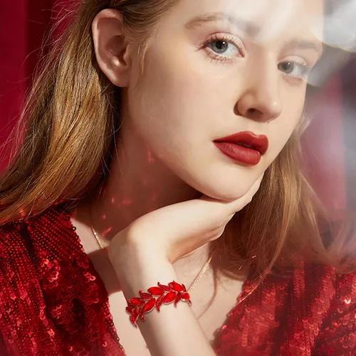 Vista 3 de BriLove Pulsera elástica con forma de marquesa de cristal para mujer, Cristal Metal