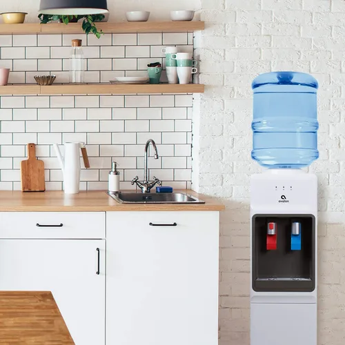 Vista 7 de Avalon despachador/refrigerador de agua con carga superior – Agua fría y caliente, con seguridad para niños, diseño innovador. Capacidad