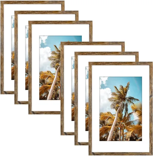 Vista 124 de Frametory, Marco de fotos de 11 x 14 pulgadas con paspartú para fotos de 8 x 10 pulgadas, moldeado ancho de vidrio de alta definición, accesorios