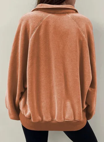 Vista 2 de Dokotoo Sudaderas de gran tamaño con cuello de botón para mujer, manga de farol, holgadas, para mujer