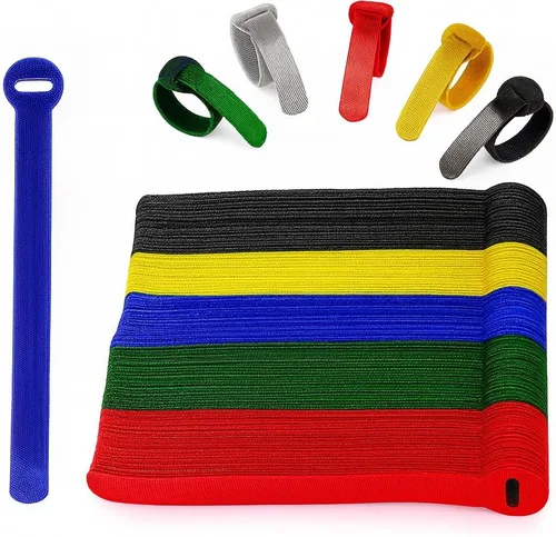 Vista 9 de 60 Sujetadores para Gestión de Cables, Envolturas para Cables Negras de 6 Pulgadas, Sujetadores Reutilizables para Cables Ordenados, PC, TV