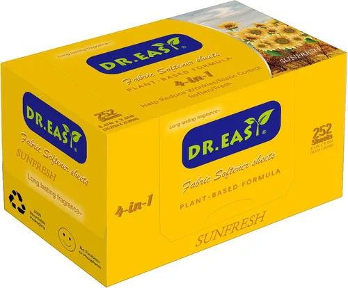 Vista 8 de DR.EASY - Hojas de secado a base de plantas, fórmula de 252 unidades, azul océano, hojas suavizantes para lavandería, sin perfume, sin colorantes