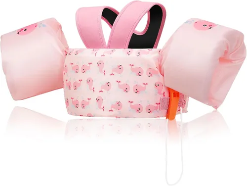 Vista 33 de Moko Banda de natación para niños de 20-30-50 libras, bonito chaleco de natación de dibujos animados para niños pequeños, flotadores de piscina