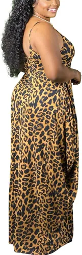 Vista 2 de BFFBABY - Vestido largo casual para mujer, sin mangas, con estampado de teñido anudado, con tirantes delgados, veraniego, con bolsillos y con vuelo