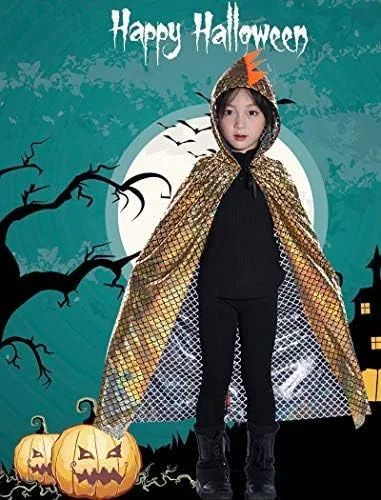 Vista 5 de Capa de dinosaurio para niños y niñas, capa con capucha de dragón, disfraz de Halloween, Navidad, disfraces de cosplay