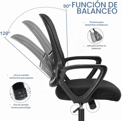 Vista 3 de Silla de escritorio ergonómica de oficina, cómoda silla de trabajo para computadora con reposabrazos, silla giratoria con ruedas para oficina